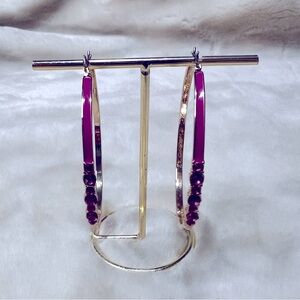 Nine West Women's Pink Enamel and Bling Click Top Hoop
Earrings NWOT